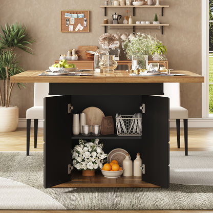Bamboekast – Opbergkast – Boekenkast – Ladekast – Dichte Kast – Zwart Bamboe – Uitschuifbare Tafel – Ruime Opbergruimte – Vloerstaand – 68,5 cm Hoogte – 3,2+ Kubieke Voet Capaciteit