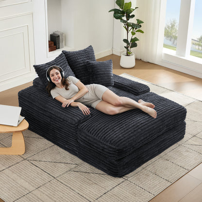 Slaapbank – Sofa – Bedbank – Logeerbed – Slaapstoel – Modern Design – Memory Foam Kussens – Grijze Velvet Stof – Volledig Gemonteerd – Ruimtebesparend