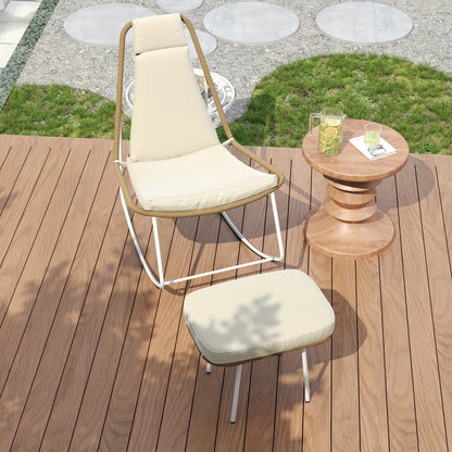 Set 2x Vrijstaande Leisure‑Stoelen met Voetenbank – Handgeweven Touw (Rope) Design, Belastbaarheid 160 kg – Ideaal voor Balkon, Woonkamer of Thuis/Office Lounge