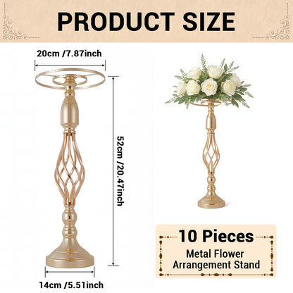 Metalen Vaas – Bloemenvaas – Siervaas – Bloemhouder – Decoratieve Vaas – Gouden Accenten – 52 cm Hoog – Roestvrij Staal