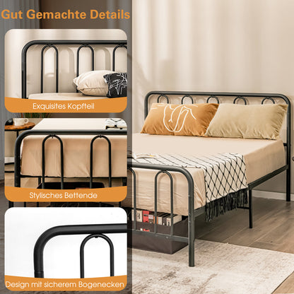 Metal Bed Frame for 200X160Cm Mattress, Double Bed Frame, Bed Frame with Slats, Metal Guest Bed Platform Bed, Without Mattress
