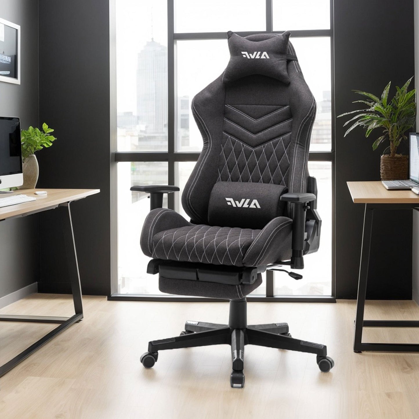 Draaibare Fauteuil – Zwarte Relaxstoel – Comfortabele Leesstoel – Lounge Stoel – Woonkamerstoel – RVS Frame – Handmatig Verstelbare Rugleuning