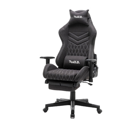 Gamingstoel – Gamestoel – Gaming Chair – Game Stoel – Bureaustoel – Ademend Stof – Pocketveer Zitting – Verstelbare Voetsteun – Opbergtas – Zwart