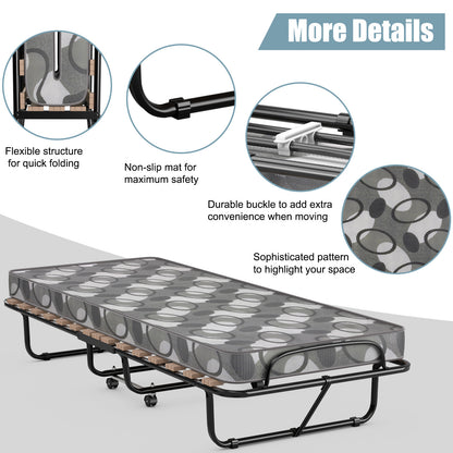 Opvouwbaar Bed – Opklapbed – Logeerbed – Vouwbed – Eenpersoonsbed – Memory Foam Matras 6,5 cm – Draagvermogen 136 kg