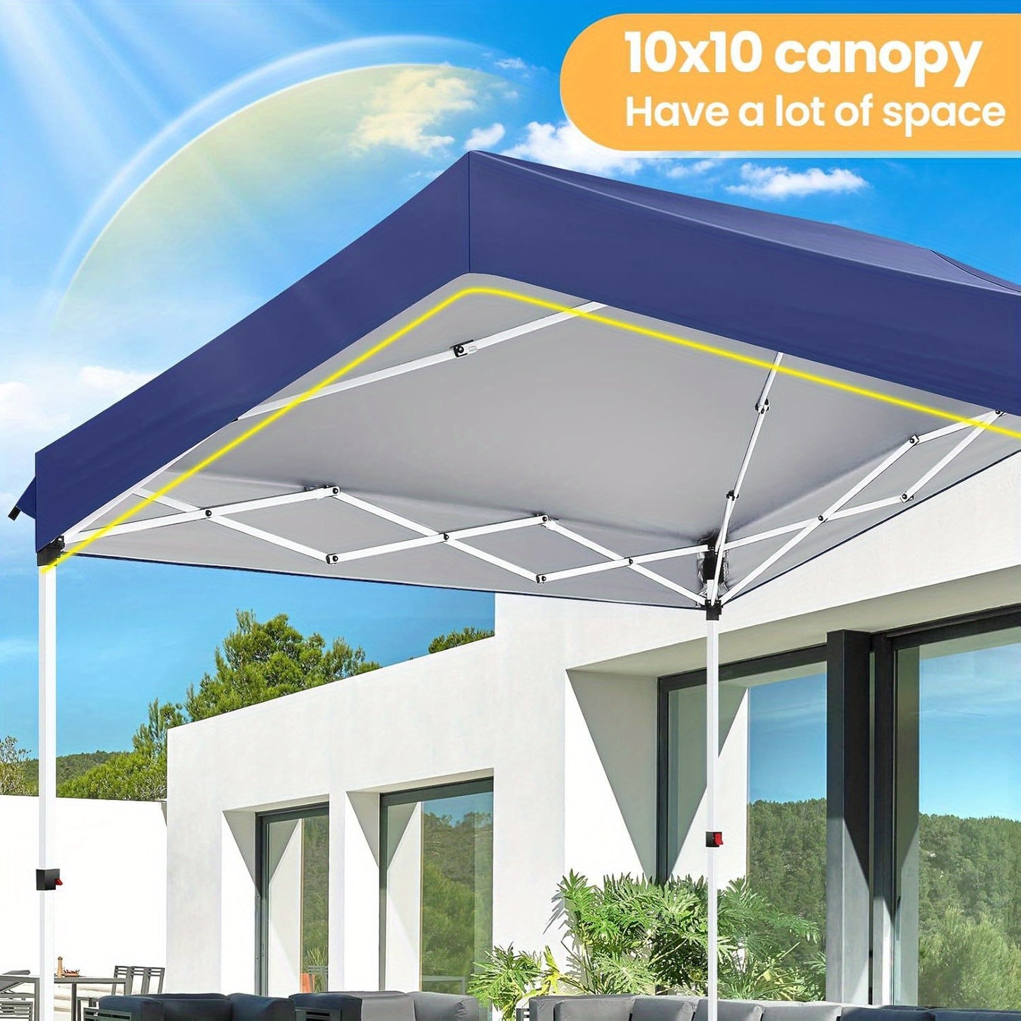 Partytent – Carport – Tuinpaviljoen – Overkapping – Paviljoen – 3x3 m – Met Verstelbare Hoogte – Stevig Metaal Frame
