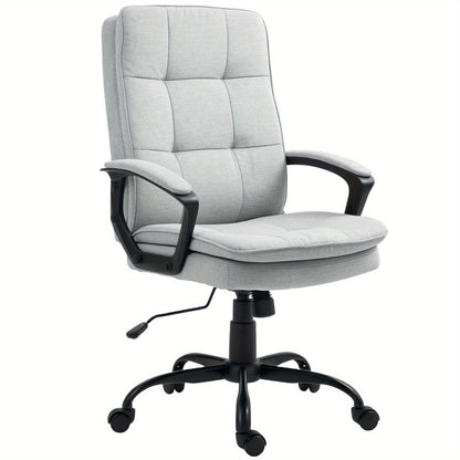 Bureaustoel – Office Chair – Draaistoel – Kantoorstoel – Bureaustoelen – Ergonomisch Design – Verstelbare Zithoogte – Rocking Functie – Wit Frame Met Grijze Bekleding