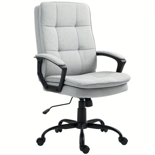 Bureaustoel – Office Chair – Draaistoel – Kantoorstoel – Bureaustoelen – Ergonomisch Design – Verstelbare Zithoogte – Rocking Functie – Wit Frame Met Grijze Bekleding