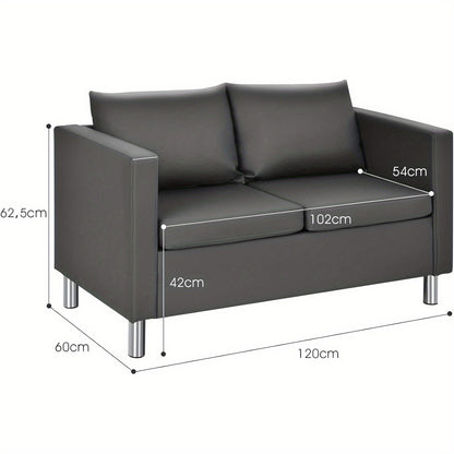 2-zitsbank – loveseat – zitbank – tweezits – tweezitsbank – ergonomisch zitcomfort – synthetisch leer grijs