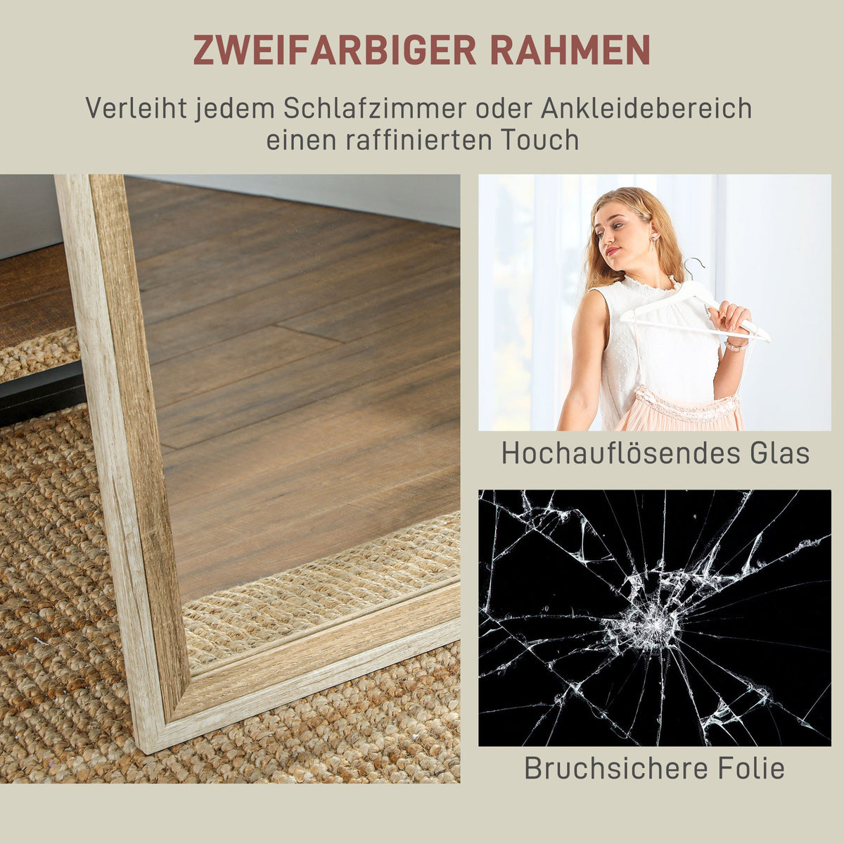 Staande Spiegel – Passpiegel – Vloerspiegel – Full Length Spiegel – Vrijstaande Spiegel – Kantelbaar – Metalen Gouden Frame – 160x40 cm