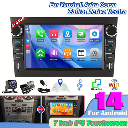 Draadloze Car Stereo – Autoradio – Multimedia Unit – Navigatiesysteem – Android Headunit – Android 14 – 7 Inch IPS Touchscreen – Camera & Microfoon & USB Dashcam