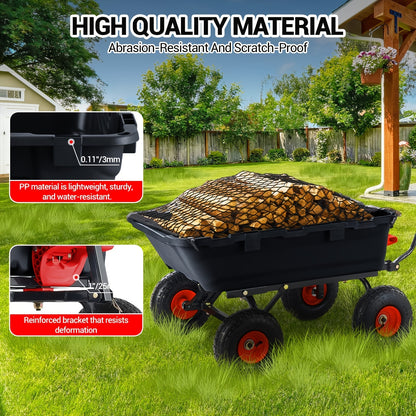 Tuinkar – Kruiwagen – Transportkar – Tuinwagen – Landbouwkar – Draagvermogen 362,87 kg – 180° Draaibare Handgreep – 10-Inch All-Terrain Banden – Stalen Frame – Kunststof Laadbak – Handmatig Gebruik