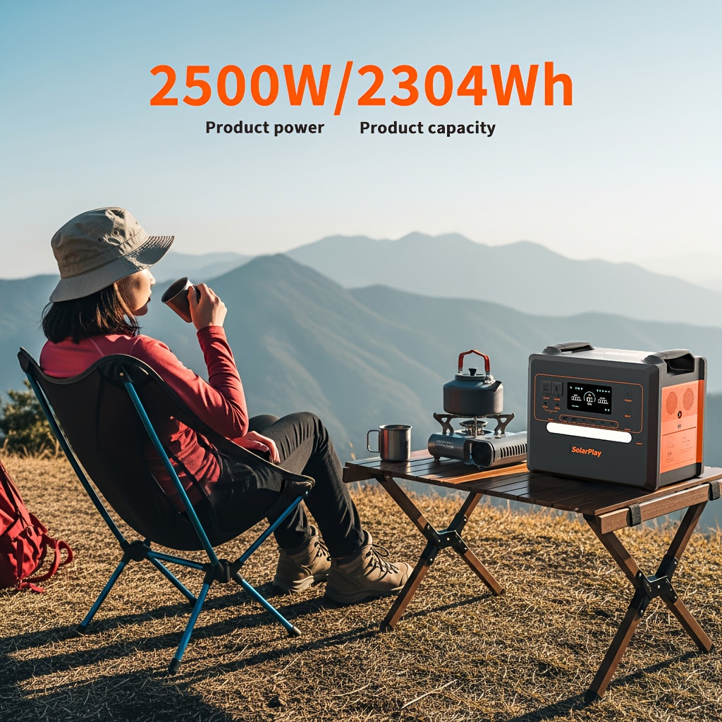 Draagbare Power Station – Mobiele Stroomvoorziening – Powerbank – Outdoor Generator – Noodstroom – 2500W Vermogen – 2304Wh LiFePO4 Batterij – Snelladen USB-C & AC Uitgangen