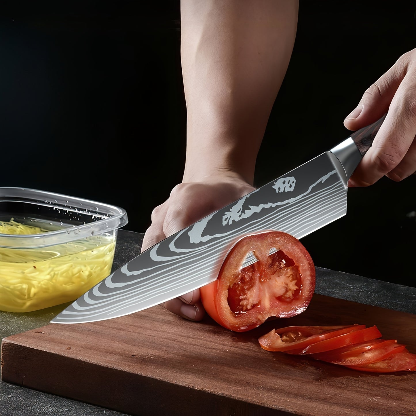 Koksmes Set – Keukenmessen – Chefsmessen – Santoku – Officemes – 10-Delig – Hoog-Koolstof Roestvrijstaal – Houten Handvatten