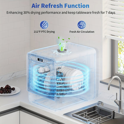 Mini Vaatwasser – Tafelmodel Vaatwasser – Kleine Vaatwasser – Compacte Vaatwasser – Mini Dishwasher – Ingebouwd 5L Waterreservoir – 7+2 Wasprogramma’s & 24-Uurs Uitgestelde Start