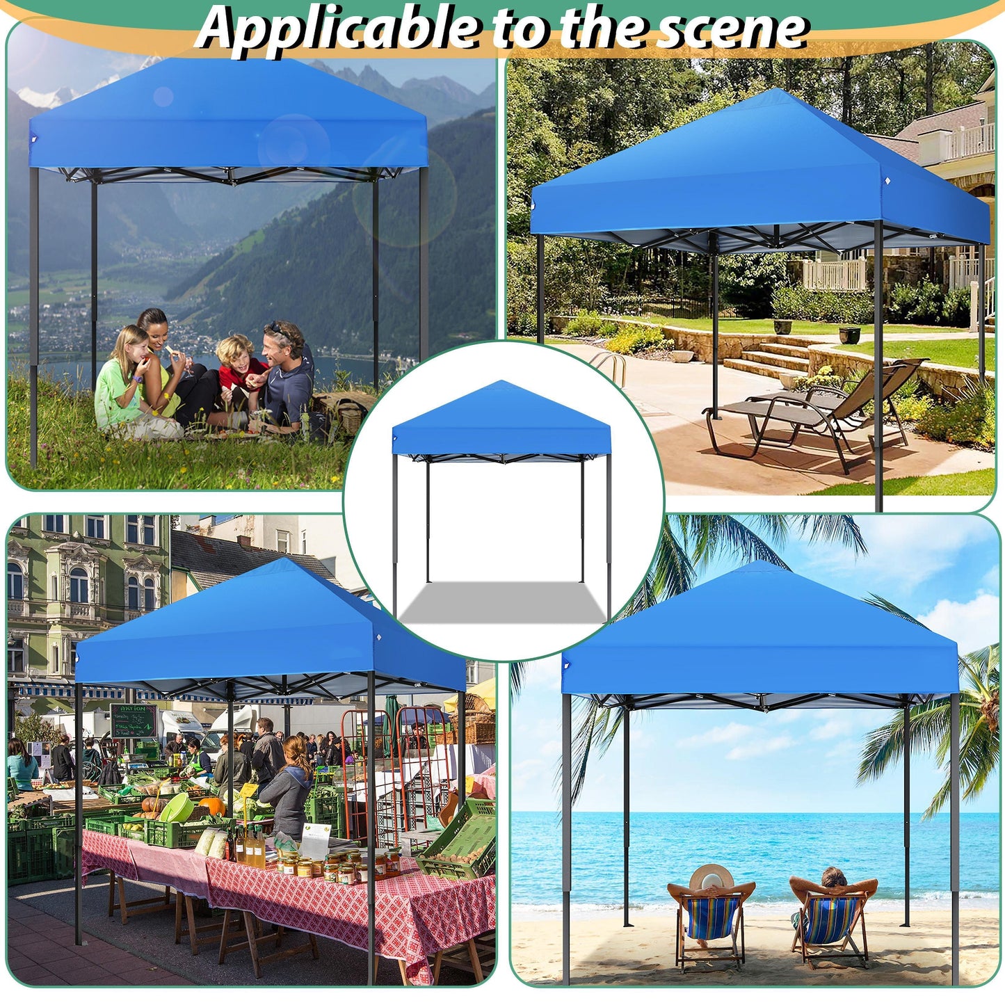 2x2M Pop-Up Canopy Tent Temporary Shelter Without Sidewalls Easy To Set Up Outdoor Canopy UPF 50+ Instant Party Tent With Carry Bag Quick To Assemble By One Person Suitable For Outdoor Events Gardens Commercial Use And Market