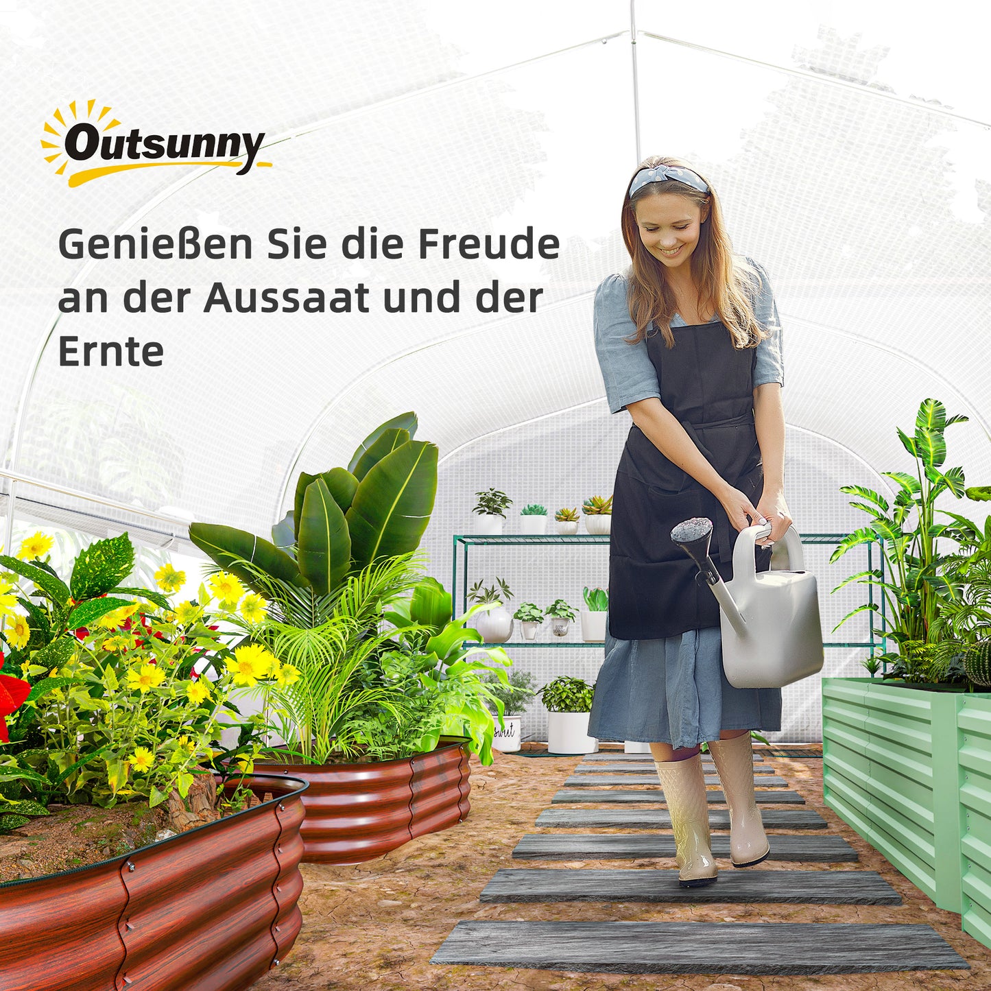 Walk-In Kas – Tuinkas – Groentekas – Kweekkas – Serre – 6x3x2 Meter – 8 Ramen Met Insectengaas – Gegalvaniseerd Stalen Frame
