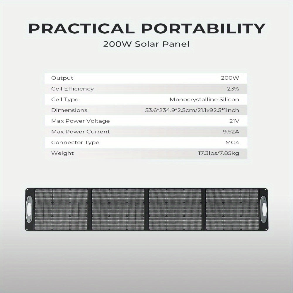 200W Zonnepaneel – Zonnecel Panelen – Opvouwbaar Zonnepaneel – Draagbaar Solar Paneel – Monokristallijn Zonnepaneel – Hoog Rendement 23,4% – Weerbestendig Met ETFE Coating