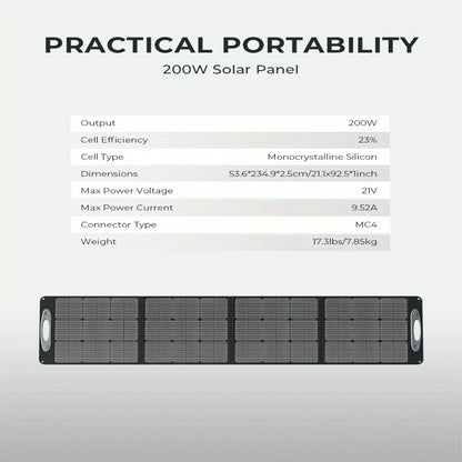 200W Zonnepaneel – Zonnecel Panelen – Opvouwbaar Zonnepaneel – Draagbaar Solar Paneel – Monokristallijn Zonnepaneel – Hoog Rendement 23,4% – Weerbestendig Met ETFE Coating