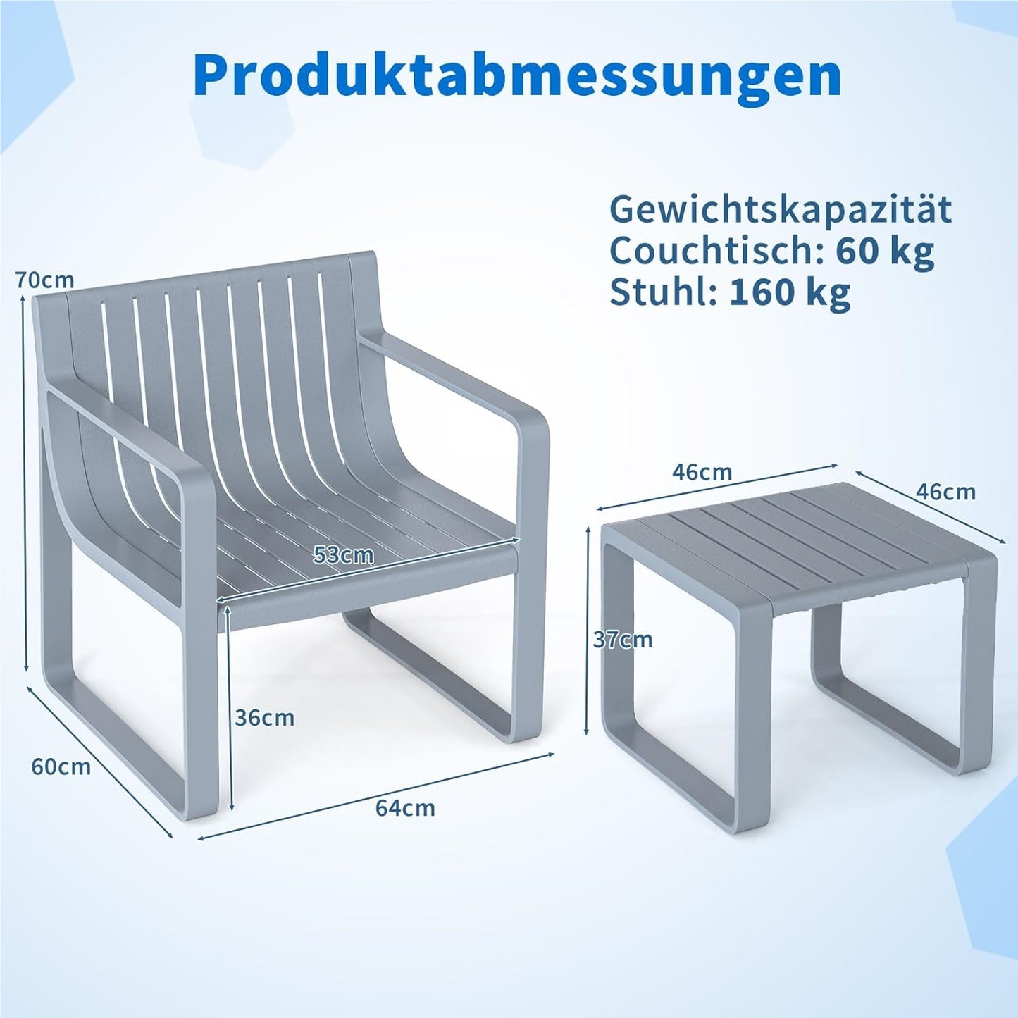 Tuinmeubelset 2-Delig – Balkonset – Tuinstel – Terrasmeubilair – Tuinstoel Met Tafel – Weerbestendig PP Materiaal – Ergonomische Stoel
