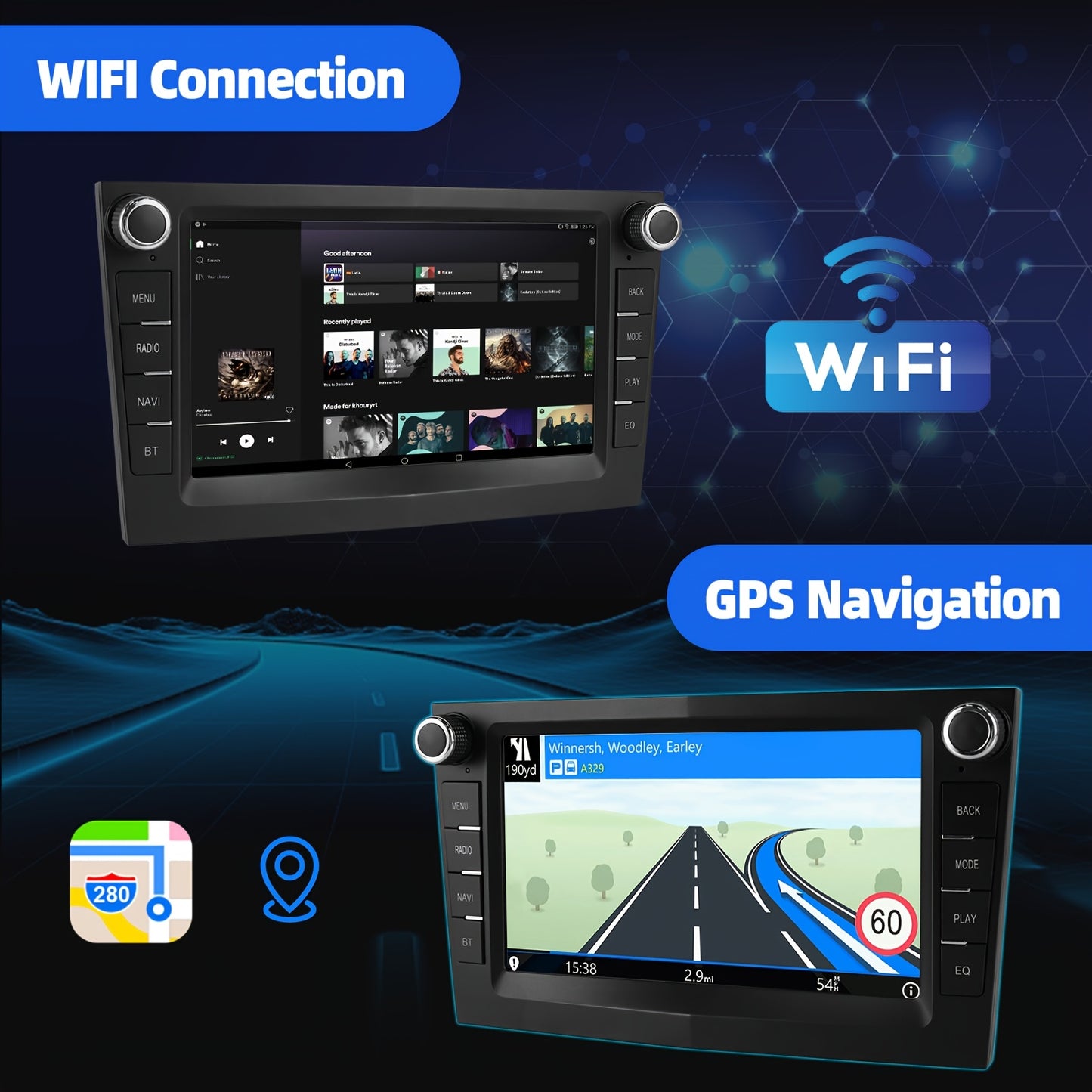 Autoradio – Multimediaspeler – Car Stereo – Navigatiesysteem – DAB+ Radio – 7 Inch HD Touchscreen – Android 14.0 – Draadloze CarPlay & Android Auto – Inclusief AHD Achteruitrijcamera