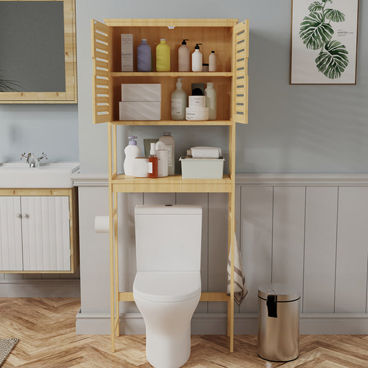 Toiletopberger – Toiletkast – Badkamerkast – Opbergrek – Toiletplank – Houtkleur – Ruimtebesparend Ontwerp – MDF Planken