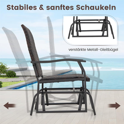 3-Delige Balkonset – Rattan Balkonmeubel – Tuinmeubelen – Terras Set – Buitenmeubilair – Gevlochten Rattan – Comfortabele Gevoerde Stoelen – Tempered Glas Tafel