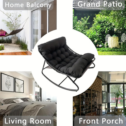 Schommelstoel – Relaxstoel – Fauteuil – Loungestoel – Draaistoel – Handmatig Verstelbare Rugleuning – Stabiel Roestvrij Stalen Frame – Zwenkfunctie en Rocking Mechanisme – Modern Design – Geschikt Voor Harde Vloeren – Grijs