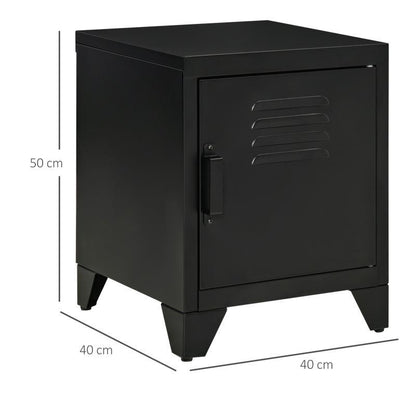 Nachtkastje – Nachtkast – Bijzettafel – Ladekastje – Opbergkastje – Natuurlijk Hout & Zwart Metaal – Verstelbare Plank – Compact 50x40x47,5 cm