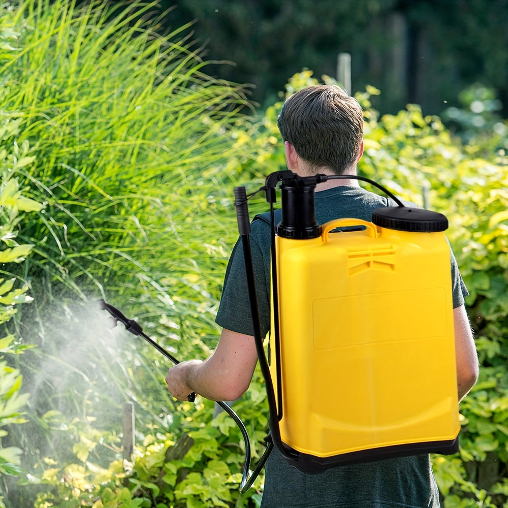 16 Liter Single Pipe Manual Sprayer - Heavy-Duty Agricultural Sprayer for Gardens, Farms And Lawns - Adjustable Nozzle + Shoulder Strap, Manual Pump Pressure Sprayer, Ergonomic Design, Suitable for Mowing And Spraying