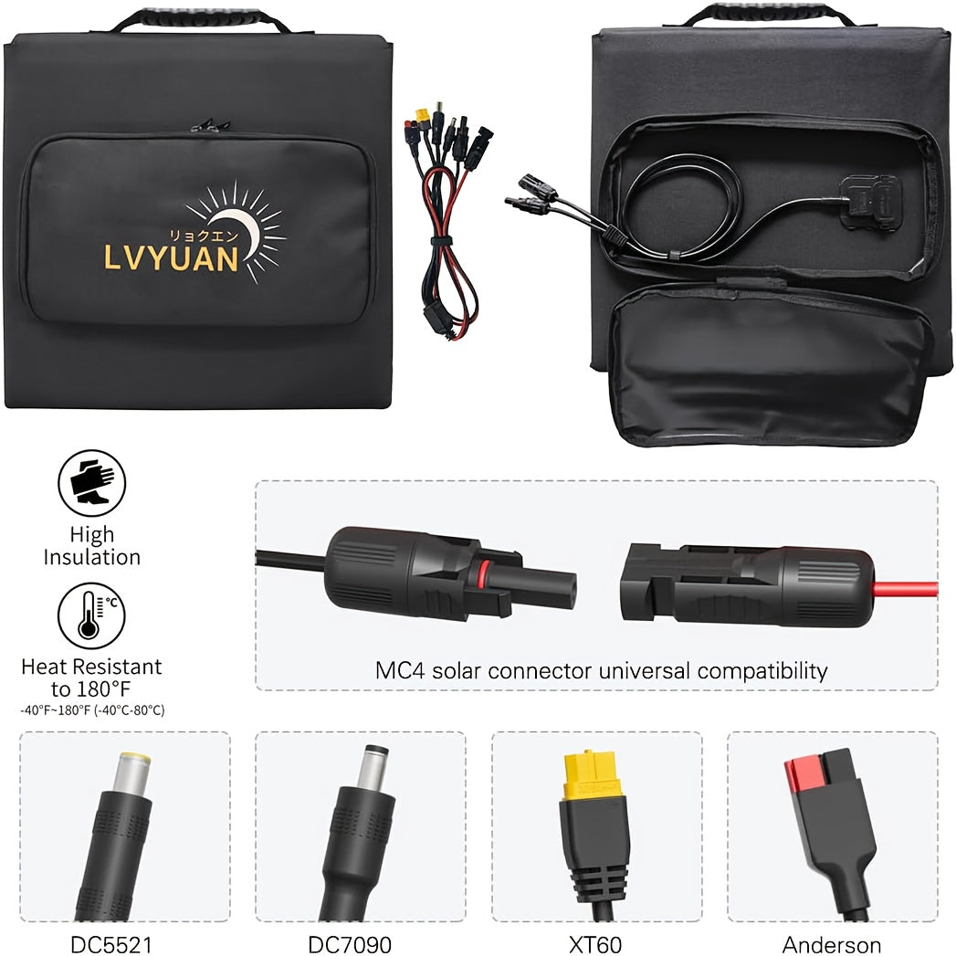 Draagbaar Zonnepaneel – Opvouwbaar Zonnepaneel – Solar Charger – Zonnecelpaneel – Camping Zonnepaneel – 120W Vermogen – 22,5% Hoge Efficiëntie – MC-4 en XT60 Connectoren