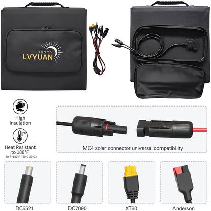Draagbaar Zonnepaneel – Opvouwbaar Zonnepaneel – Solar Charger – Zonnecelpaneel – Camping Zonnepaneel – 120W Vermogen – 22,5% Hoge Efficiëntie – MC-4 en XT60 Connectoren