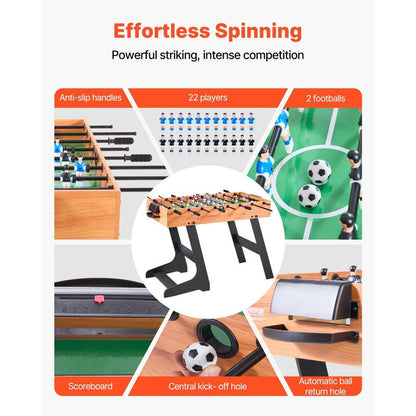 Foldable Table Football Table in Standard Size (1065 X 605 X 810 Mm), Foldable Indoor Football Table for Home, Family And Game Room, Set Includes 2 Balls, Easy to Store Game Table
