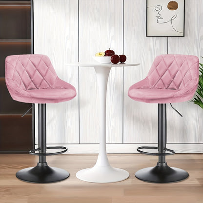 Barstoel – Barkruk – Barstoelkruk – Keukenkruk – Draaibare Barkruk – Verstelbare Hoogte – Velvet Bekleding – Set Van 4