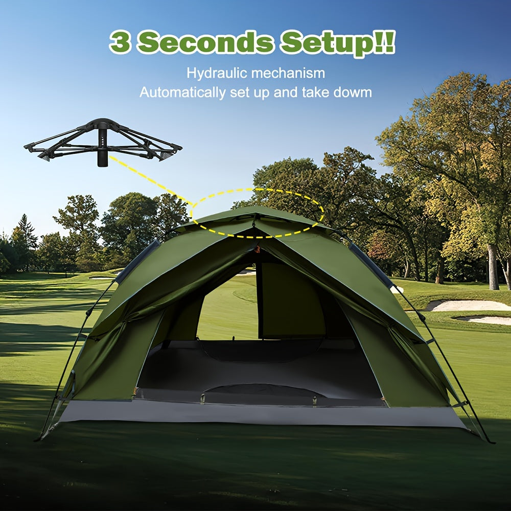 Pop-up Tent – Kampeertent – Festival Tent – Familie Tent – Snelle Opzet – Geschikt Voor 4 Personen – Army Groen – Automatische Opzetfunctie – Ventilatie Met Muggenbescherming