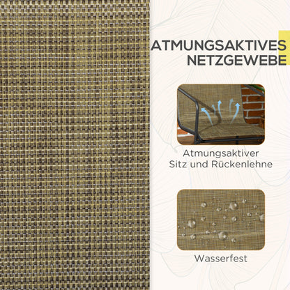 Tuinstoelen – Buitenstoelen – Terrasstoelen – Balkonstoelen – Tuinmeubel – Set Van 2 – Ademend Polyester Mesh – Stevig Stalen Frame – Zwart/Bruin – 54x66,5x88 cm