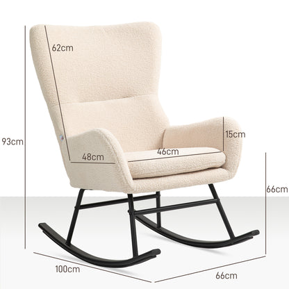 Schommelstoel – Relaxstoel – Fauteuil – Loungestoel – Voedingsstoel – 10 cm Dikke Foam Zitting – Gebogen Stalen Poten