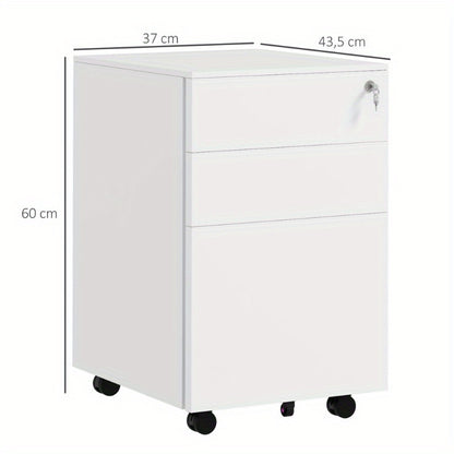 Rollende Ladekast – Mobiele Archiefkast – Verrijdbare Bureaukast – Ladeblok Op Wieltjes – Kantoorkast – Met Slot – Stalen Constructie – Compact 37x43,5x60 cm