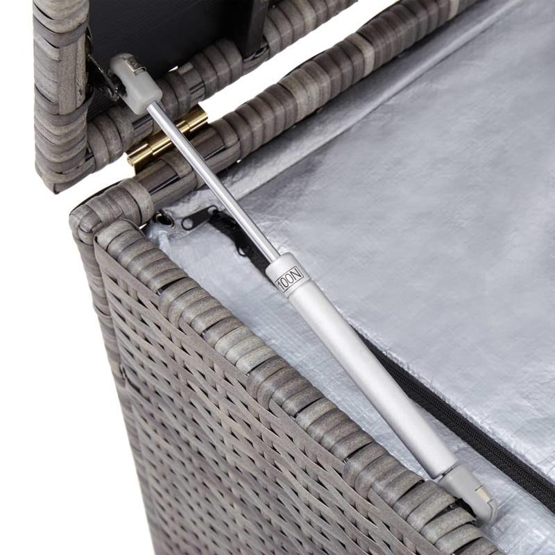 Opbergbox – Opbergdoos – Opbergkast – Opbergcontainer – Buitenopslag – Grijs Poly Rattan – 100x50x50 cm – Weerbestendig Met Gasveren