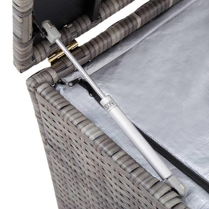 Opbergbox – Opbergdoos – Opbergkast – Opbergcontainer – Buitenopslag – Grijs Poly Rattan – 100x50x50 cm – Weerbestendig Met Gasveren