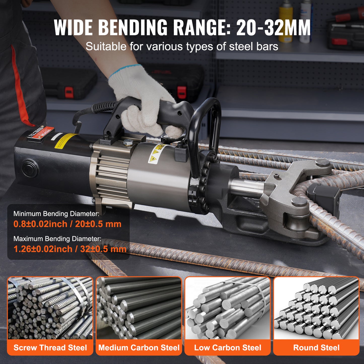 Wapeningsbuiger – Buigmachine Wapeningsstaal – Hydraulische Buiger – Elektrische Buigmachine – Betonstaal Buiger – 2000W Motor – Buighoek Instelbaar 0°-90°