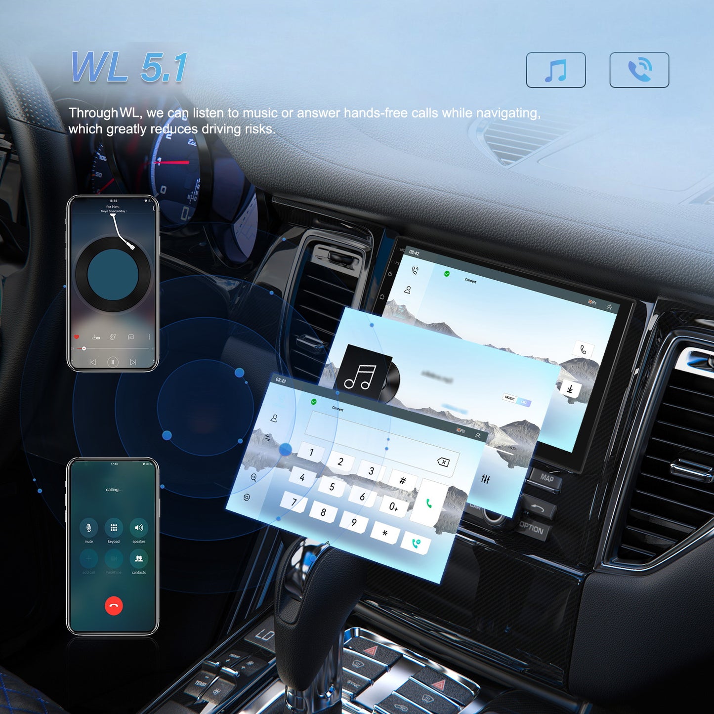 Car Multimedia Speler – Autoradio – Navigatiesysteem – Touchscreen Stereo – Inbouw Radio – 7 Inch HD IPS Scherm – Draadloze CarPlay & Android Auto – Qualcomm Snapdragon 8-Core Processor