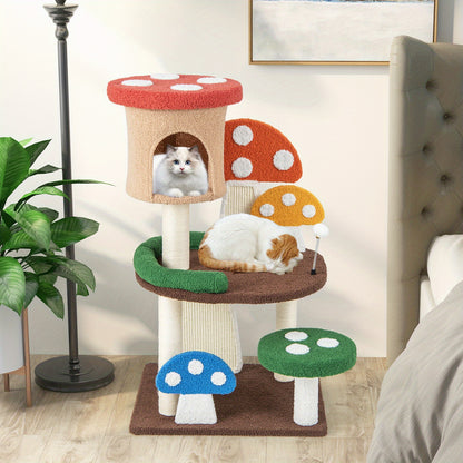 Krabpaal – Kattenboom – Krabmeubel – Krabton – Kattentoren – Meerlaagse Kitten Krabpaal – Natuurlijk Sisal Omwikkeld – Inclusief Knusse Condo en Speelbal