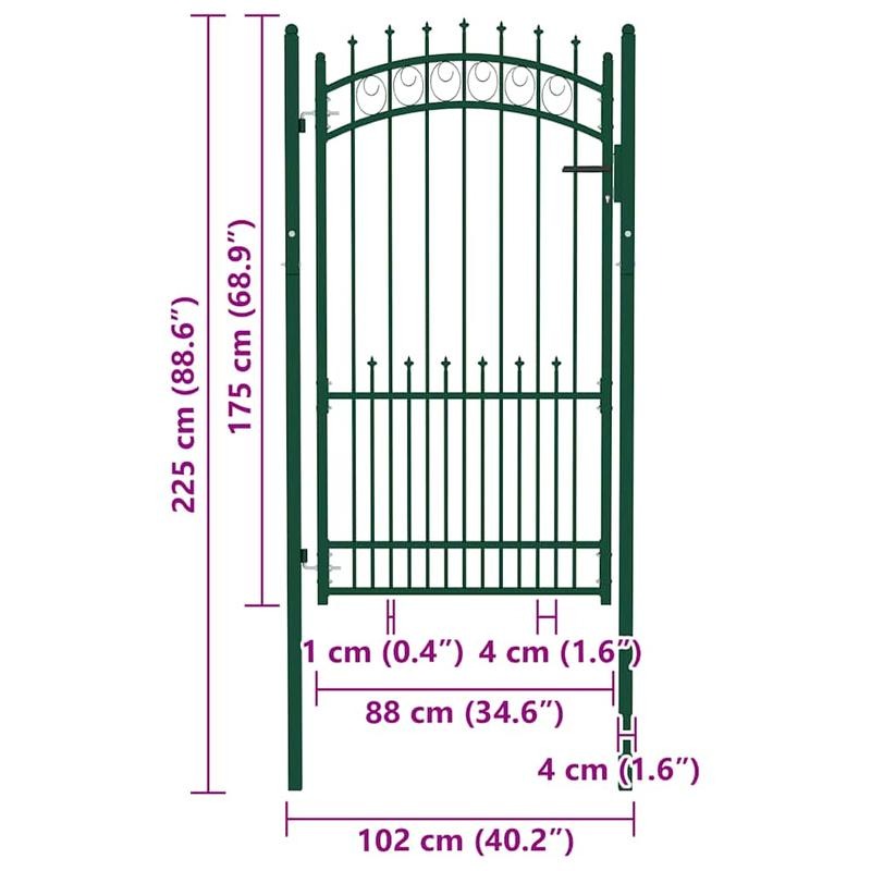 Groene Tuinpoort – Tuinpoort Met Spijlen – Tuinhek – Tuindeur – Buitenpoort – Gepoedercoat Staal – Weerbestendig En Stevig