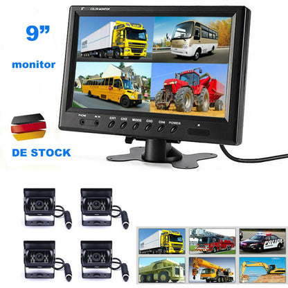 Achteruitrijcamera – Parkeercamera – Reversiecamera – Backup Camera – 4 Camera Set – 9 Inch Monitor – Nachtzicht – 20 Meter Kabels