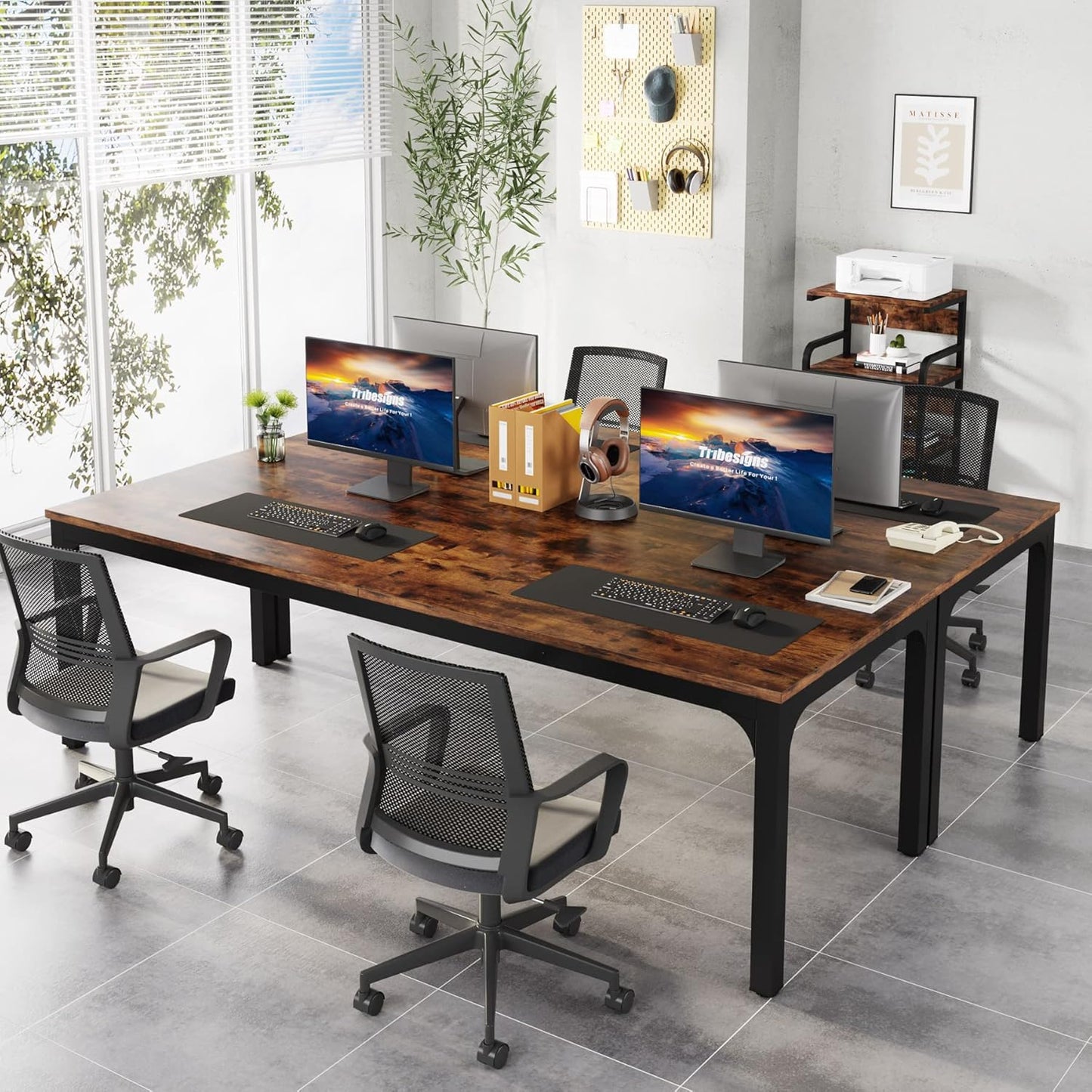 Vintage Bureau – Computer Tafel – Werktafel – Kantoor Meubel – Vergadertafel – Rustic Brown – Industrieel Design – 200 x 70 x 75 cm