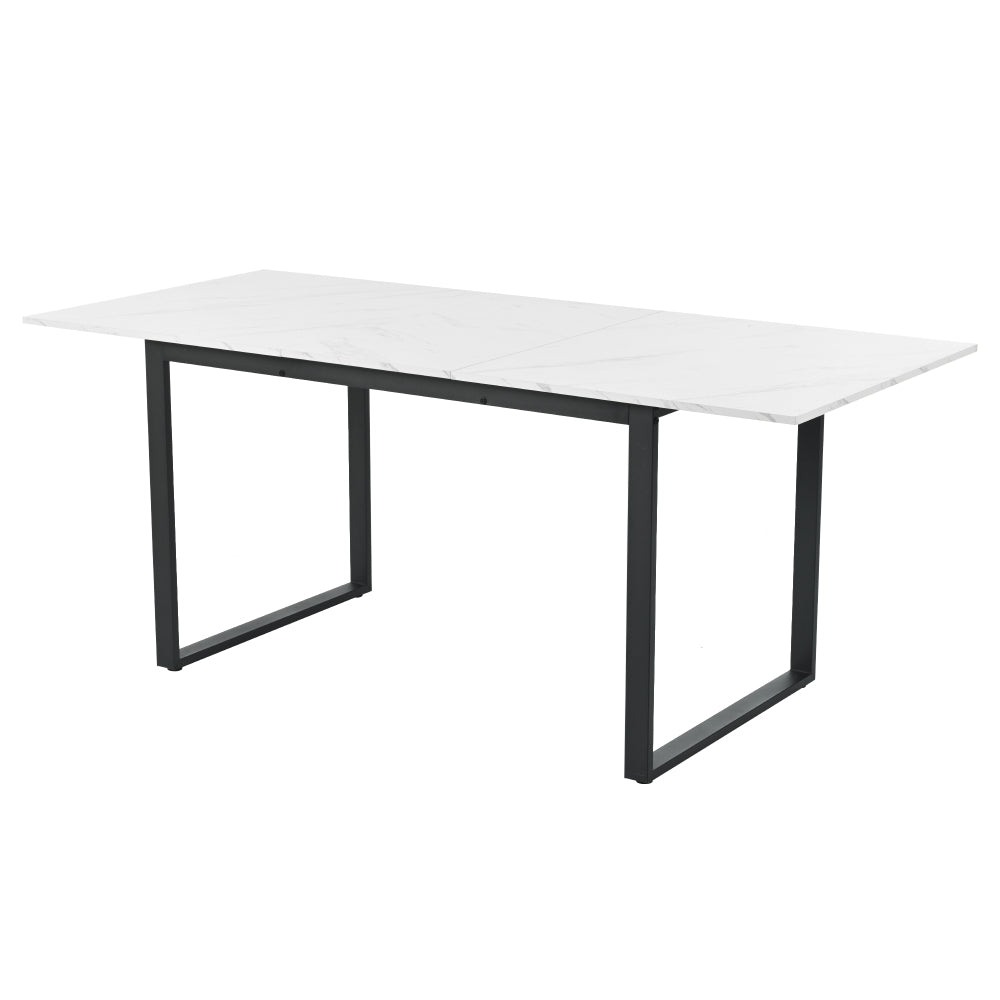 Extendable/Telescopic Dining Table with Expandable/Telescopic Length (140/180) - Modern Marble Tabletop & Sturdy Metal Frame Suitable for Home & Office, Space-Saving Expandable Desk Table