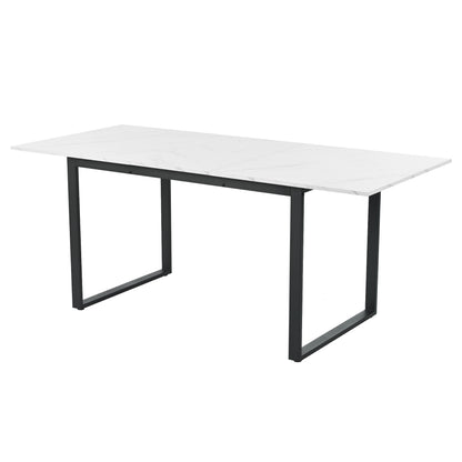 Extendable/Telescopic Dining Table with Expandable/Telescopic Length (140/180) - Modern Marble Tabletop & Sturdy Metal Frame Suitable for Home & Office, Space-Saving Expandable Desk Table