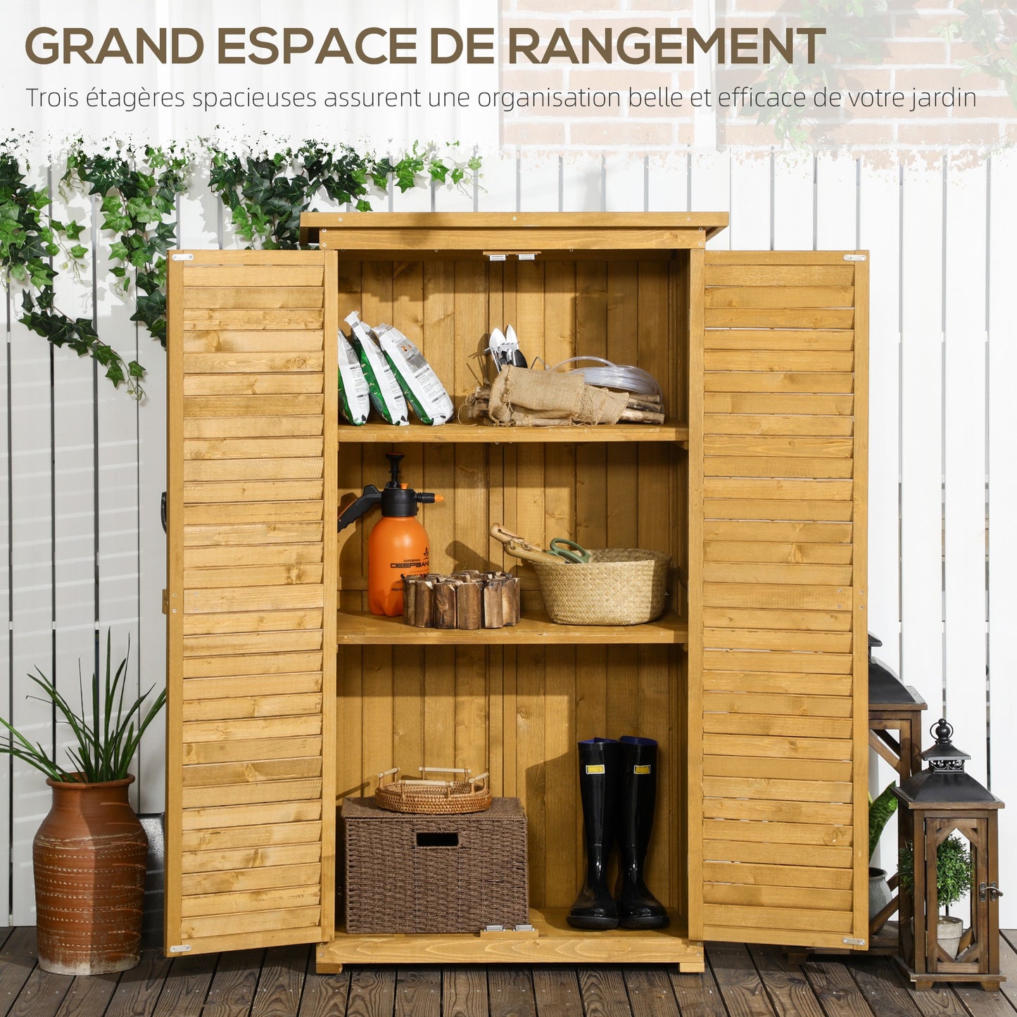 Tuinhuisje – Tuinschuur – Tuinberging – Tuinkast – Tuinopberger – Houten Tuinhuisje op Poten – Schuine Bitumen Dakbedekking – 87x47x160 cm