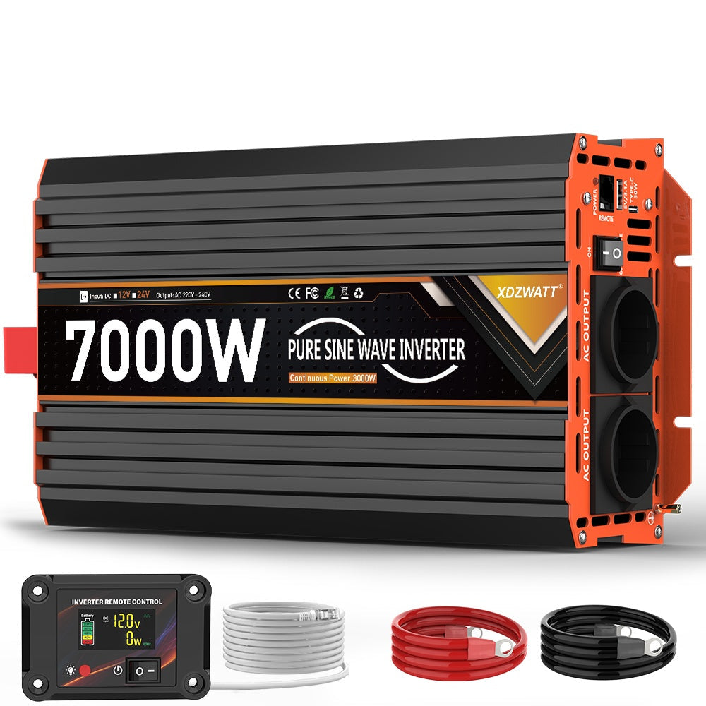7000W Omvormer – Power Inverter – Stroomomzetter – Spanningsomzetter – Spanningsomvormer – Pure Sinusgolf – Overbelastingsbeveiliging – Aluminium Behuizing