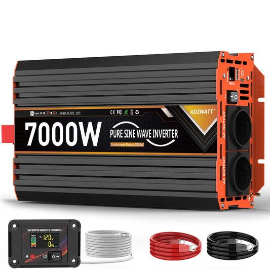 7000W Omvormer – Power Inverter – Stroomomzetter – Spanningsomzetter – Spanningsomvormer – Pure Sinusgolf – Overbelastingsbeveiliging – Aluminium Behuizing
